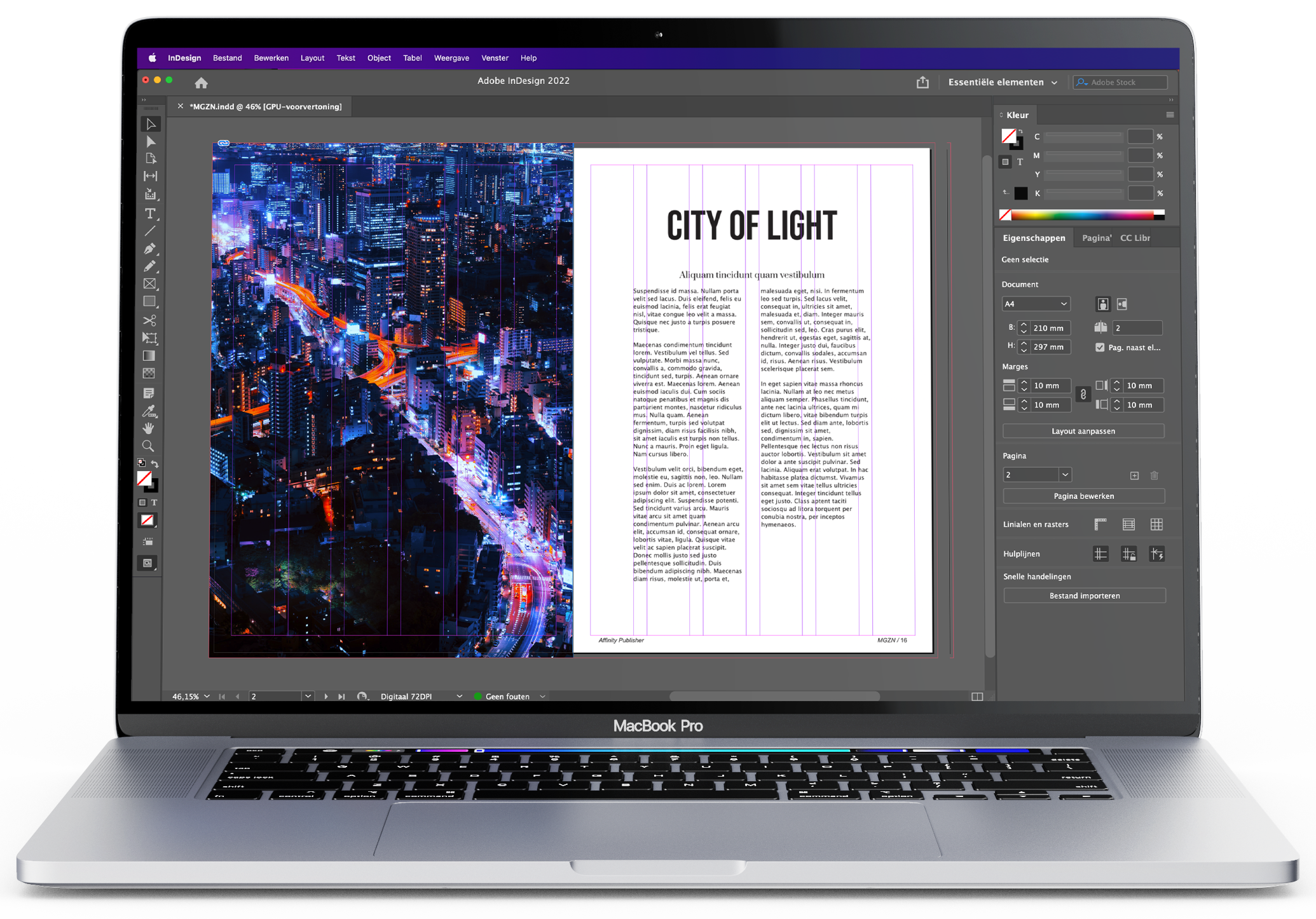 De layout van Adobe InDesign